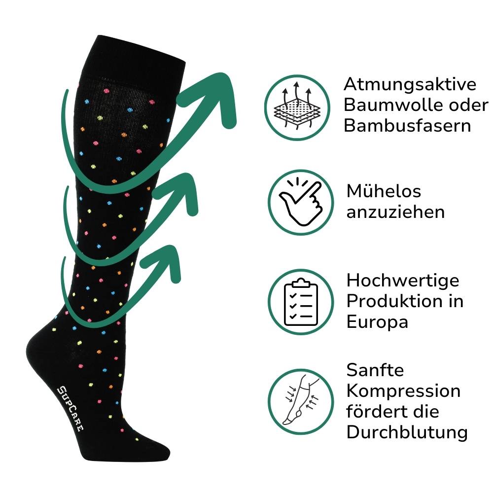 Baumwoll-Stützstrümpfe - Schwarz einfarbig