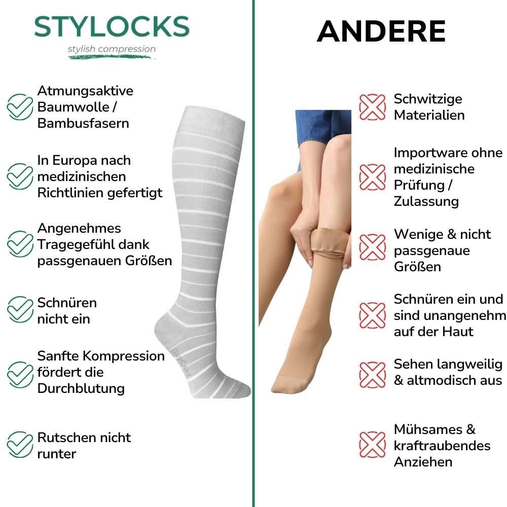 Baumwoll-Stützstrümpfe - Schwarz einfarbig