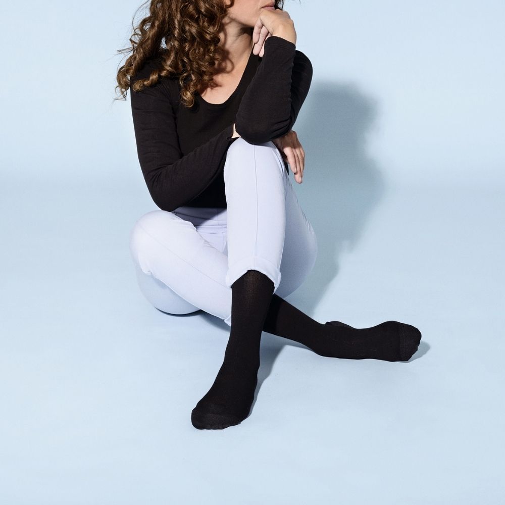 Baumwoll-Stützstrümpfe - Schwarz einfarbig