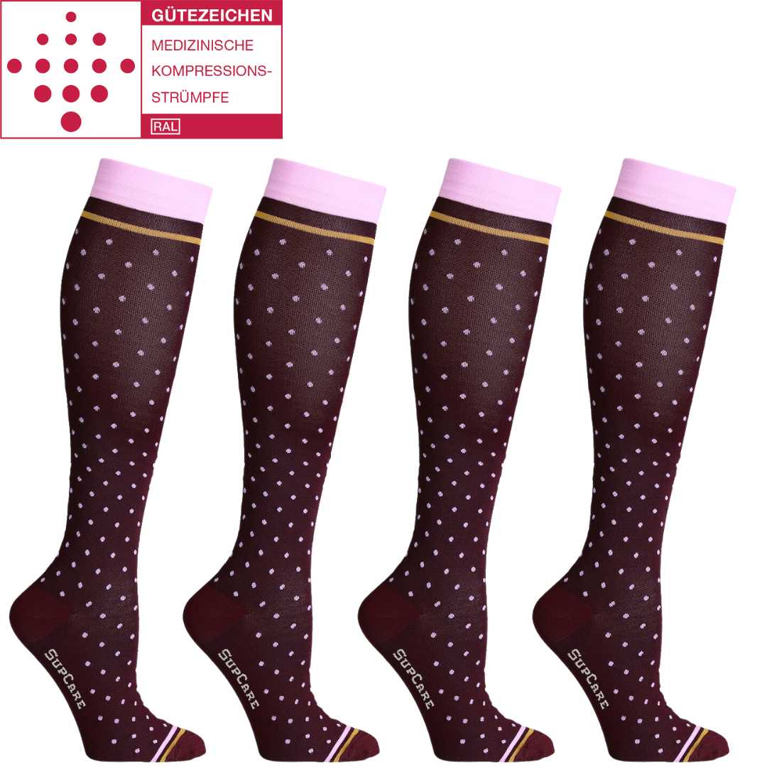 Medizinische Kompressionsstrümpfe Klasse 2 (Ccl 2) Bordeaux gepunktet