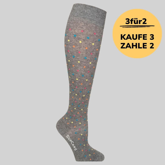 Baumwoll-Stützstrümpfe - Grau gepunktet