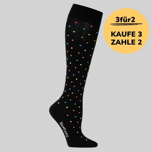 Baumwoll-Stützstrümpfe - Schwarz gepunktet