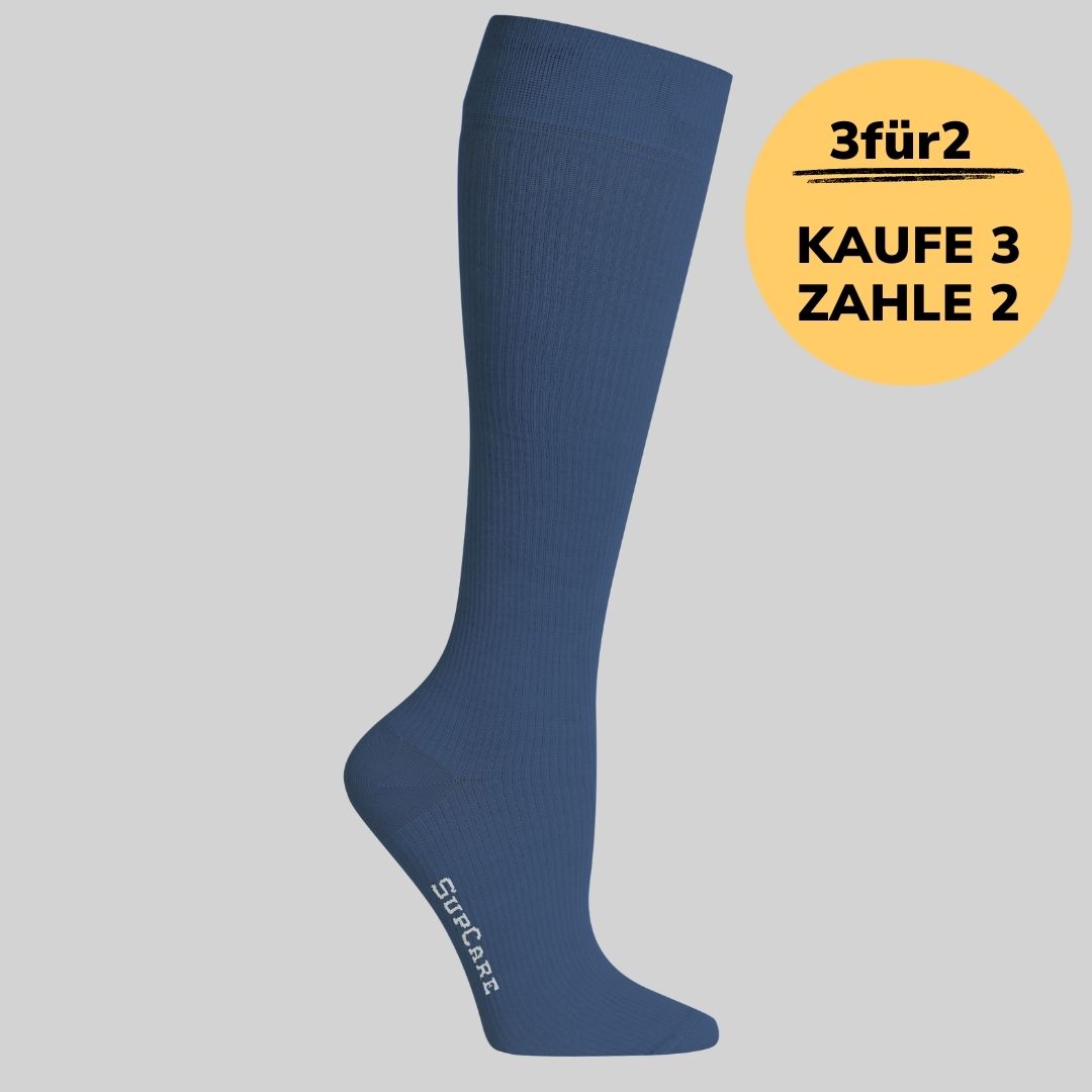 Bambus-Stützstrümpfe Einfarbig Blau