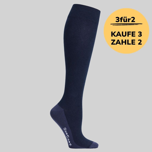 Bambus-Stützstrümpfe Dunkelblau einfarbig