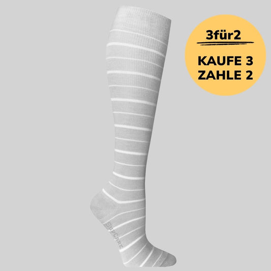 Bambus-Stützstrümpfe Grau gestreift