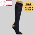 Medizinische Kompressionsstrümpfe Klasse 2 (Ccl 2) Blau mit gelben Streifen