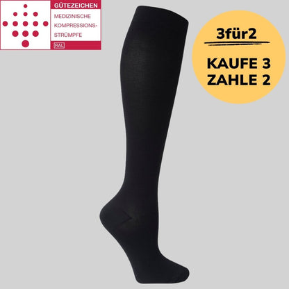 Medizinische Kompressionsstrümpfe Klasse 2 (Ccl 2) Schwarz einfarbig