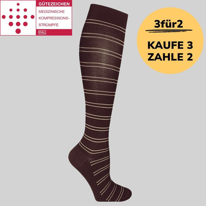 Medizinische Kompressionsstrümpfe Klasse 2 (Ccl 2) Bordeaux gestreift