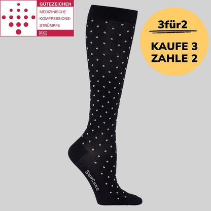 Medizinische Kompressionsstrümpfe Klasse 2 (Ccl 2) Schwarz gepunktet