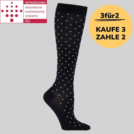 Medizinische Kompressionsstrümpfe Klasse 2 (Ccl 2) Schwarz gepunktet
