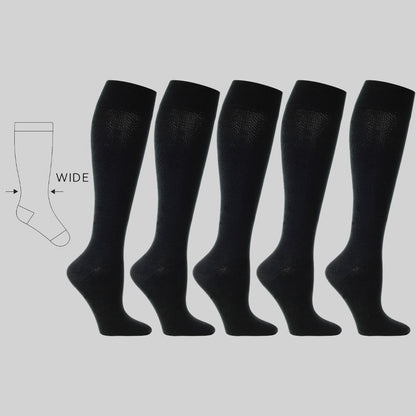 *NEU* Breite Waden Ausführung - 5 Paar Vorteilspack Stützstrümpfe "Basic" Komfort Schwarz
