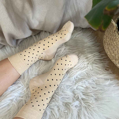 Premium Stützsocken für heiße Tage - Beige gepunktet