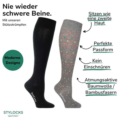 Bambus-Stützstrümpfe Einfarbig Blau